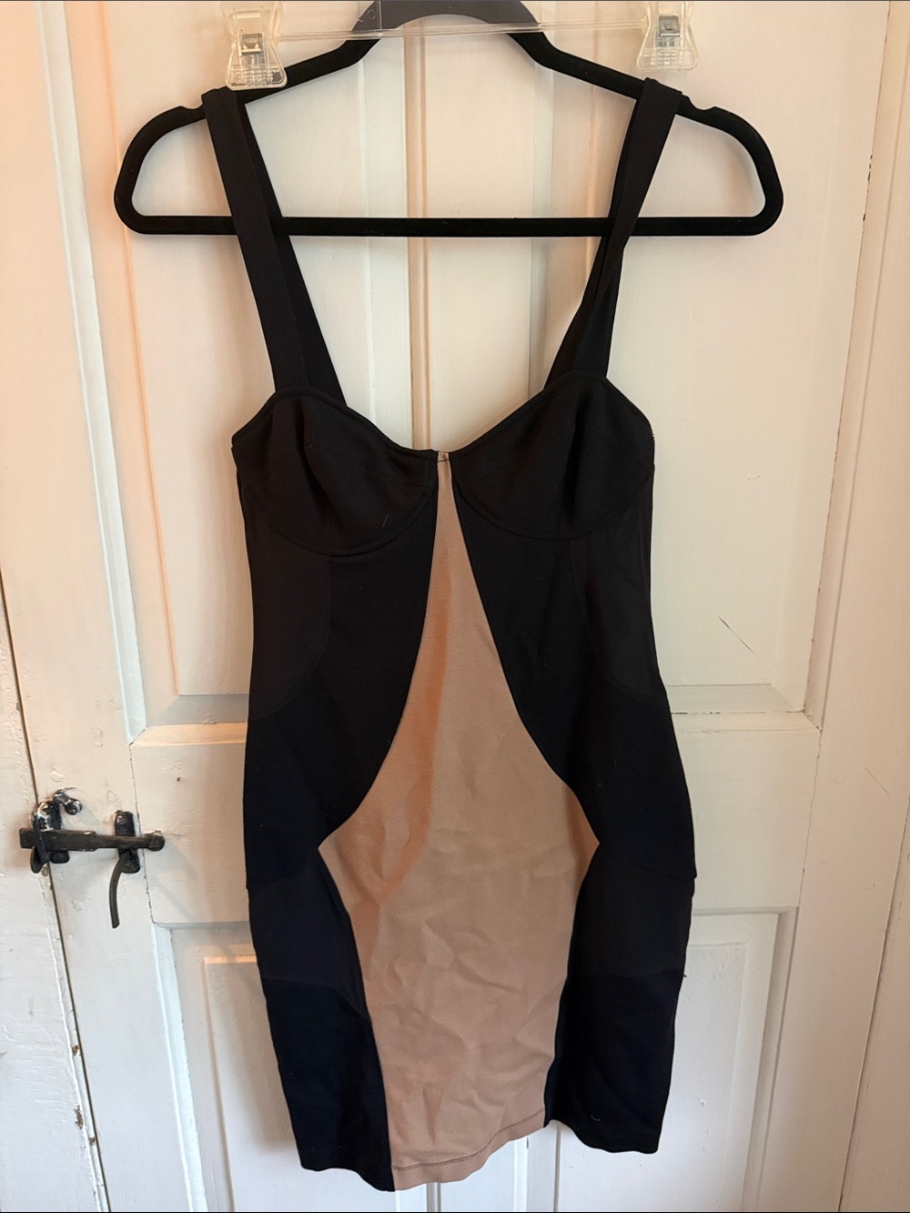 Ali Ro Black and Tan Panel Mini Dress